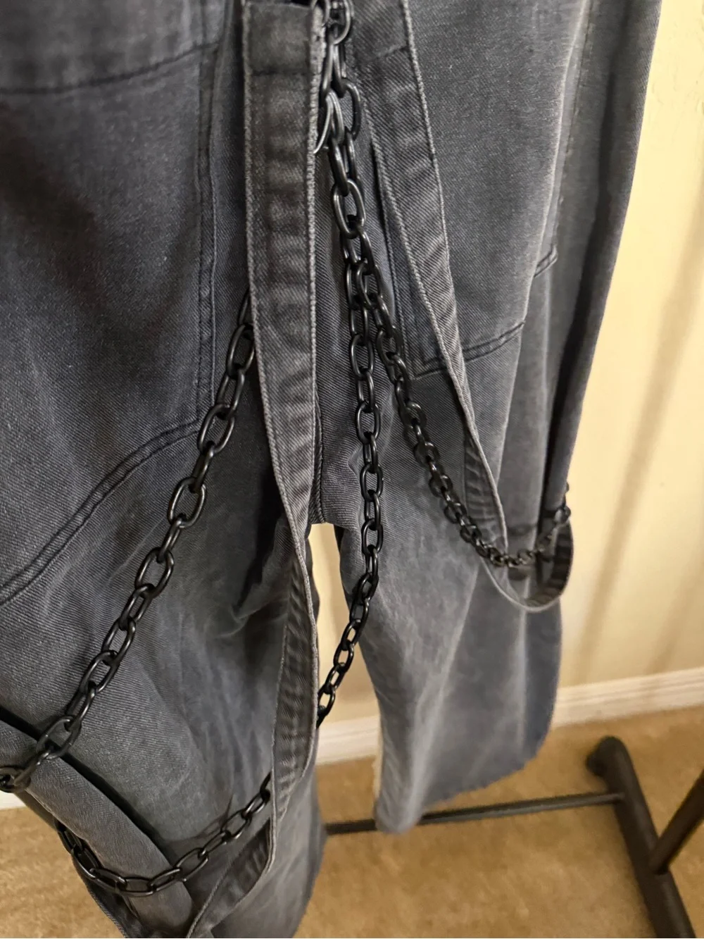 Men's Black Graphic Wide-Leg Jeans with Mask Print
